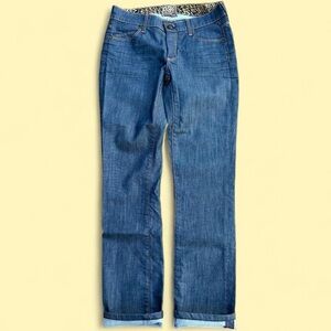 Rich & Skinny Classic Selvedge Denim Straight Leg Jeans with leopard print